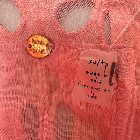 Free People FP One Casella Drop Waist Embroidered Slip Mini Dress Pink XS NWOT - Picture 4 of 7